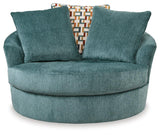 Laylabrook Teal Oversized Swivel Accent Chair by Ashley at Eve Furniture