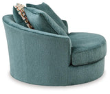 Laylabrook Teal Oversized Swivel Accent Chair by Ashley at Eve Furniture