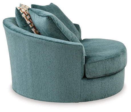 Laylabrook Teal Oversized Swivel Accent Chair by Ashley at Eve Furniture