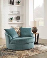 Laylabrook Teal Oversized Swivel Accent Chair by Ashley at Eve Furniture