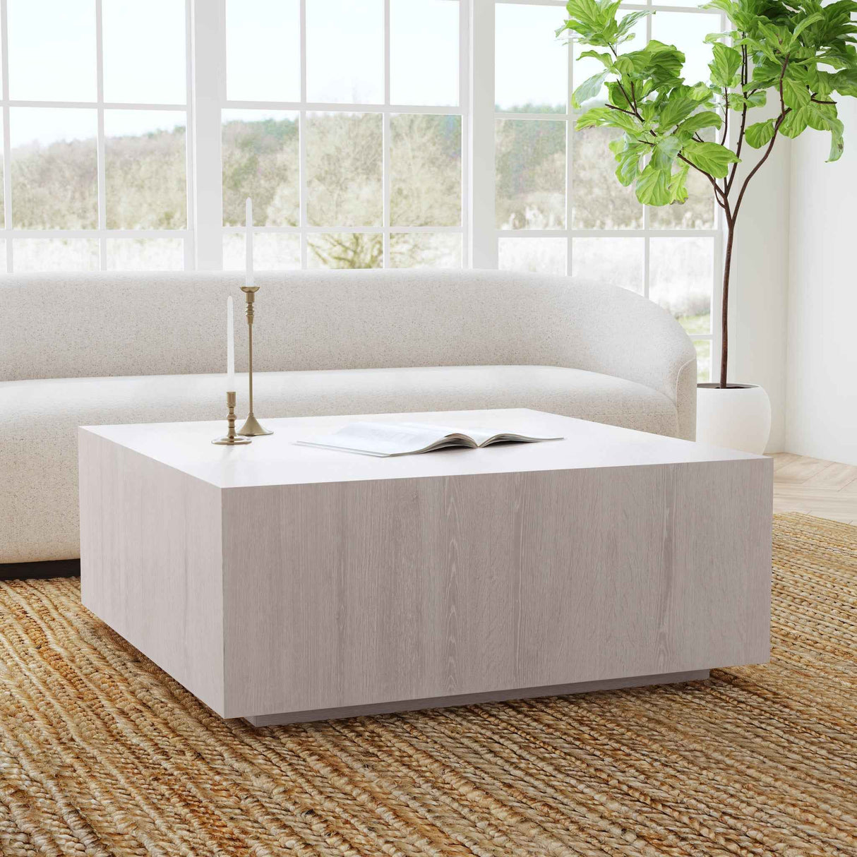 Layne Coffee Table with Casters - Milk White by Classic Home at Eve Furniture