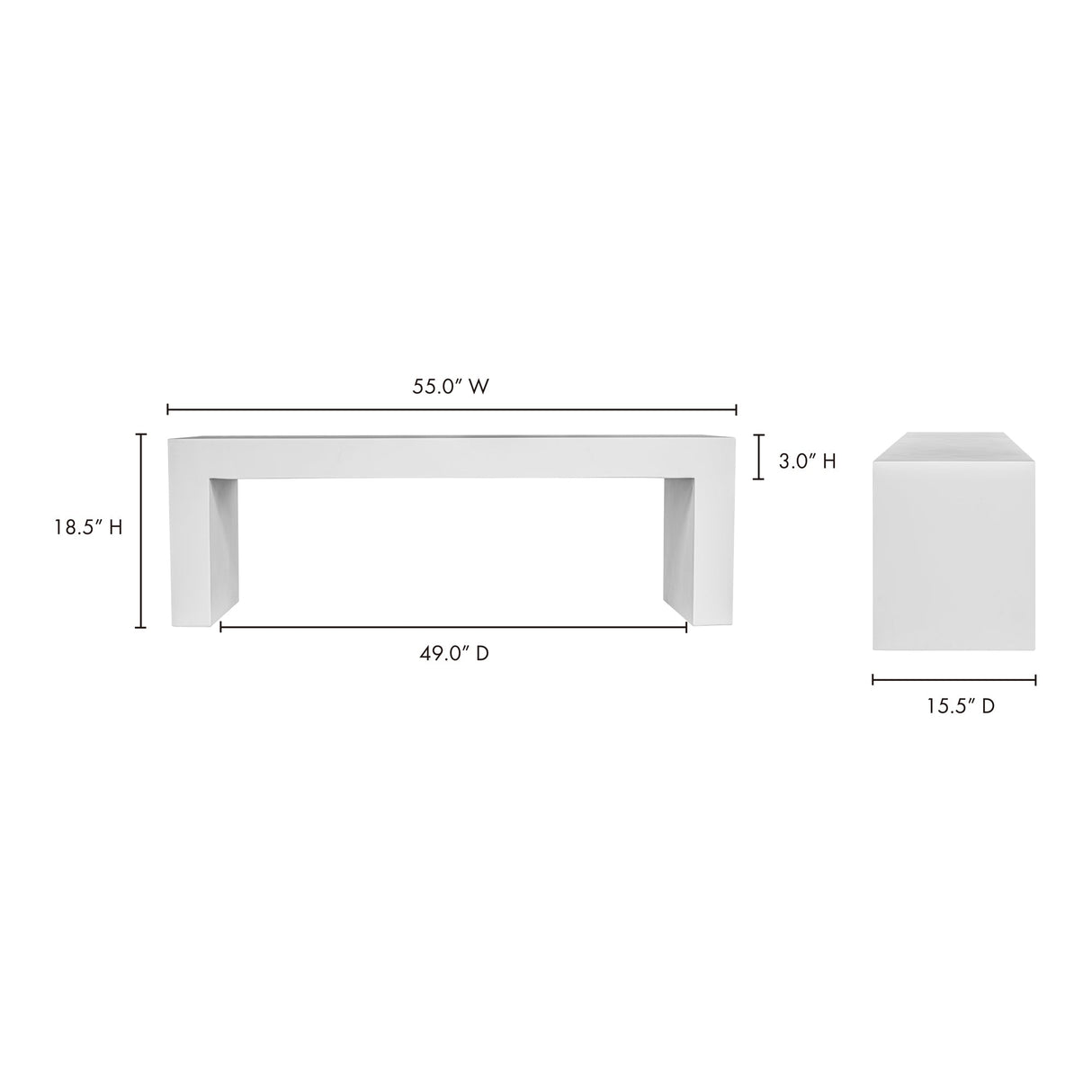 Lazarus White Outdoor Bench by Moe's Home at Eve Furniture
