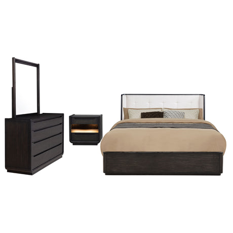 Leandro Black 4-Piece California King Bedroom Set Burnished by Coaster at Eve Furniture