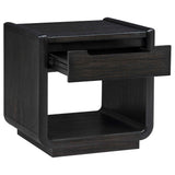 Leandro Burnished Black 1-drawer Wood Occasional Side End Table by Coaster at Eve Furniture