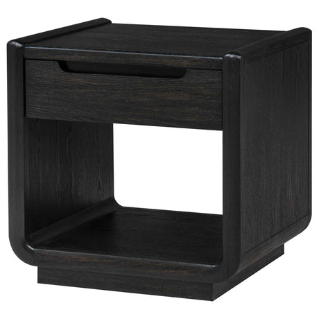 Leandro Burnished Black 1-drawer Wood Occasional Side End Table by Coaster at Eve Furniture