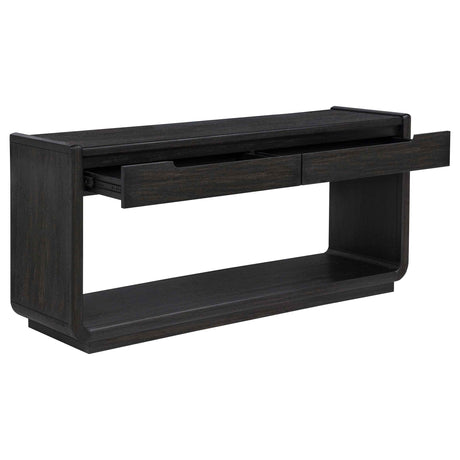 Leandro Burnished Black 2-drawer Entryway Sofa Console Table by Coaster at Eve Furniture