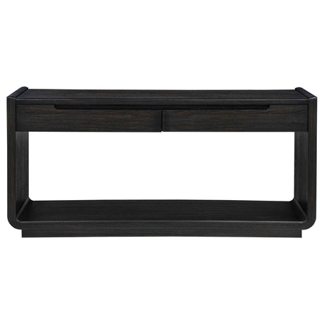 Leandro Burnished Black 2-drawer Entryway Sofa Console Table by Coaster at Eve Furniture