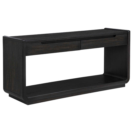 Leandro Burnished Black 2-drawer Entryway Sofa Console Table by Coaster at Eve Furniture