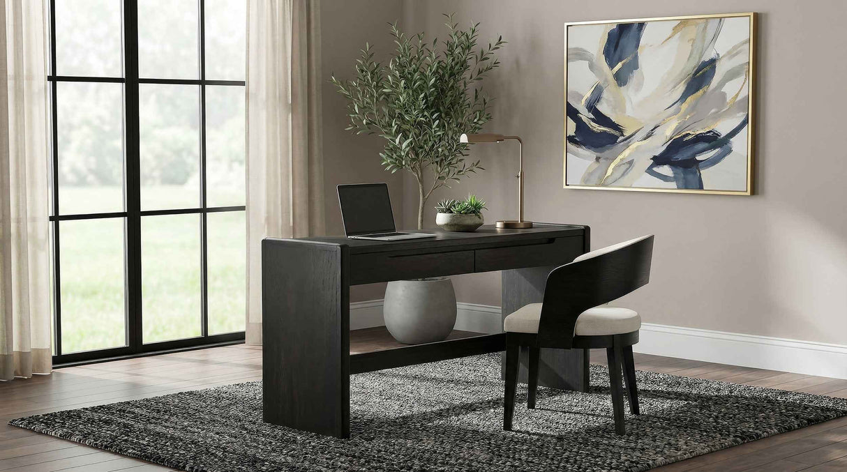 Leandro Burnished Black 2-drawer Home Office Writing Desk by Coaster at Eve Furniture