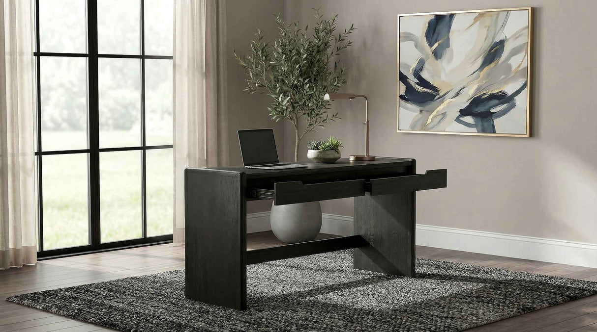 Leandro Burnished Black 2-drawer Home Office Writing Desk by Coaster at Eve Furniture