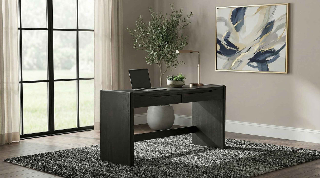 Leandro Burnished Black 2-drawer Home Office Writing Desk by Coaster at Eve Furniture