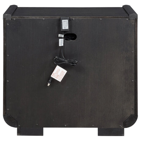 Leandro Burnished Black 2-drawer LED Nightstand with USB by Coaster at Eve Furniture