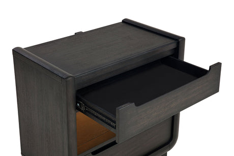 Leandro Burnished Black 2-drawer LED Nightstand with USB by Coaster at Eve Furniture