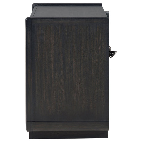 Leandro Burnished Black 2-drawer LED Nightstand with USB by Coaster at Eve Furniture