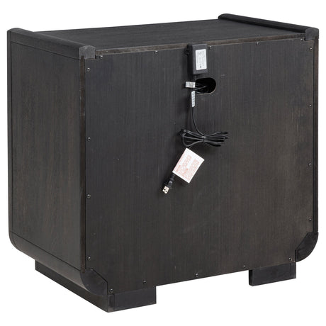 Leandro Burnished Black 2-drawer LED Nightstand with USB by Coaster at Eve Furniture