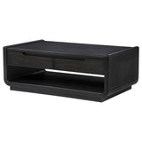 Leandro Burnished Black 2-drawer Wood Cocktail Coffee Table by Coaster at Eve Furniture
