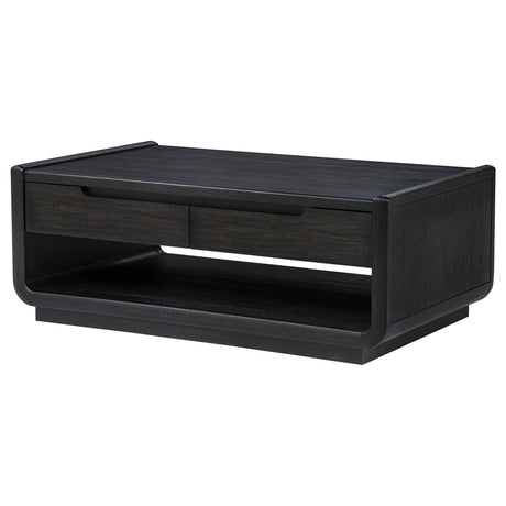 Leandro Burnished Black 2-drawer Wood Cocktail Coffee Table by Coaster at Eve Furniture