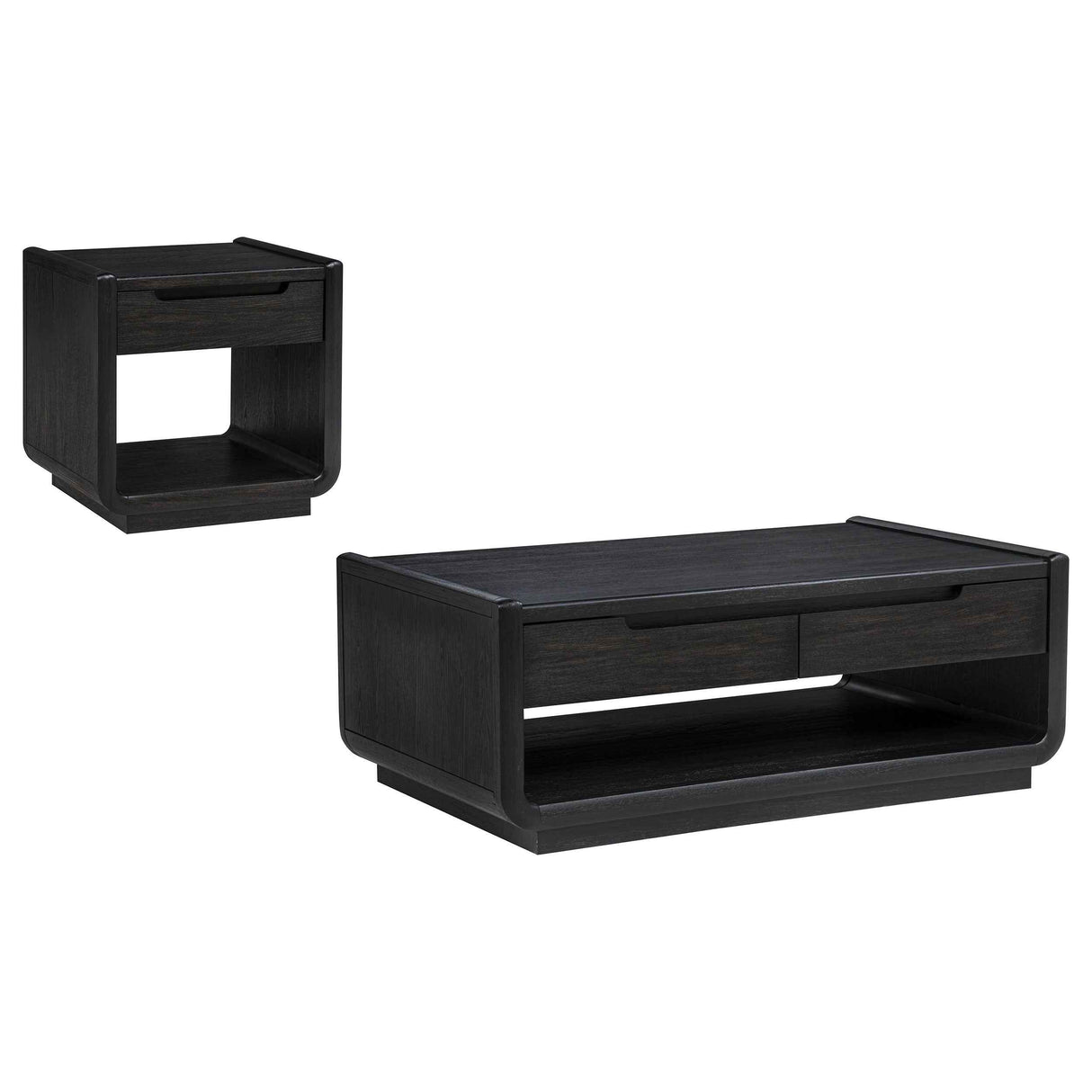 Leandro Burnished Black 2-piece Wood Coffee and End Table Set by Coaster at Eve Furniture