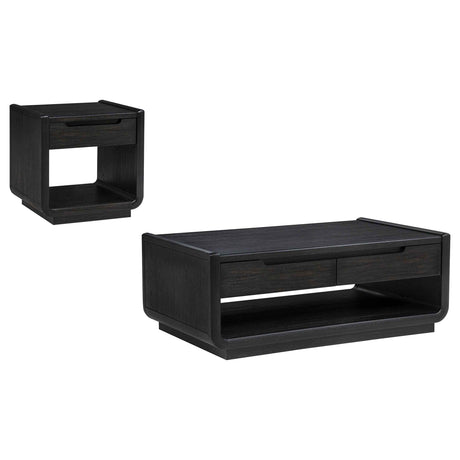 Leandro Burnished Black 2-piece Wood Coffee and End Table Set by Coaster at Eve Furniture