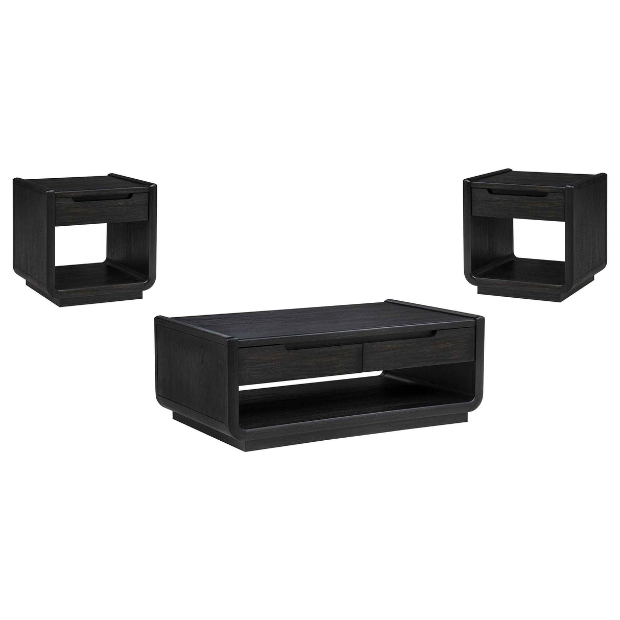 Leandro Burnished Black 3-piece Wood Coffee and End Table Set by Coaster at Eve Furniture