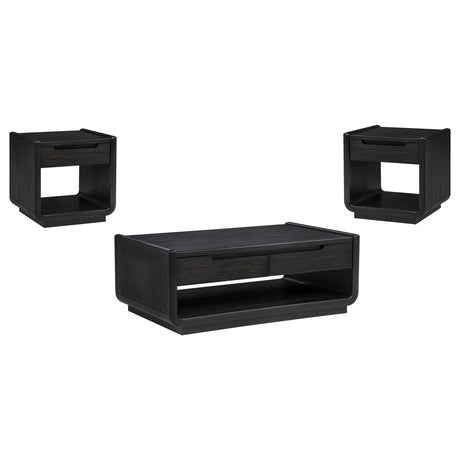Leandro Burnished Black 3-piece Wood Coffee and End Table Set by Coaster at Eve Furniture