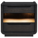 Leandro Burnished Black 2-drawer LED Nightstand with USB by Coaster at Eve Furniture