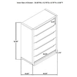 Leandro Burnished Black 5-drawer Bedroom Chest of Drawers by Coaster at Eve Furniture