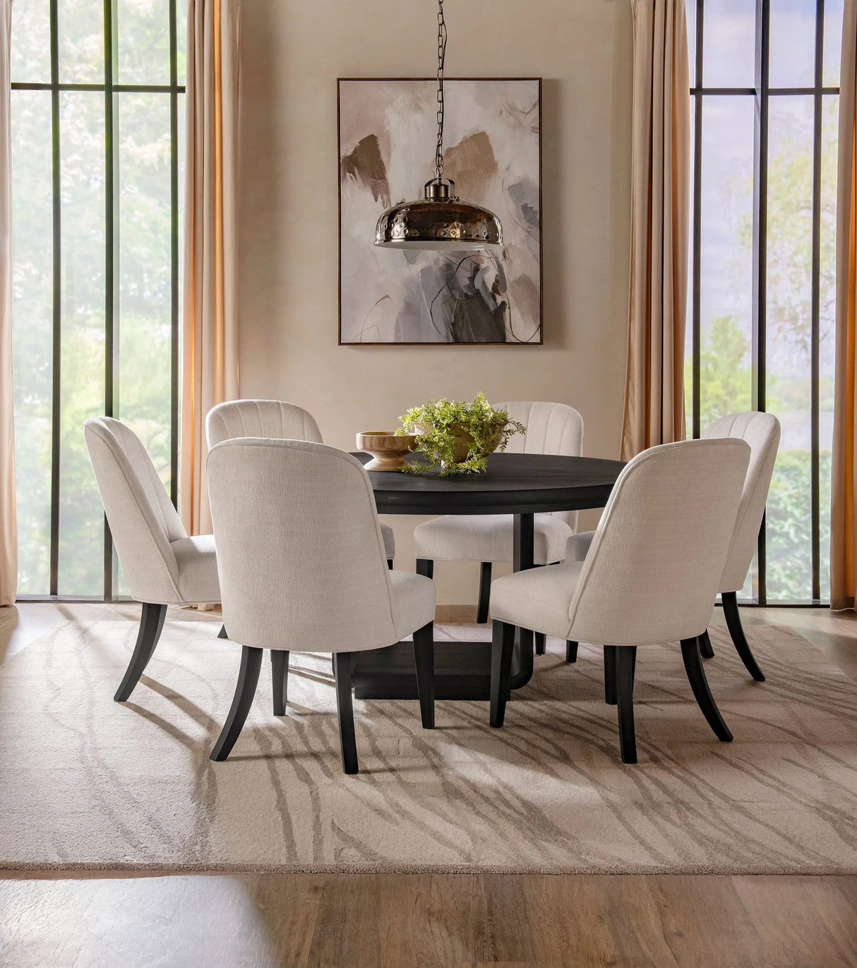 Leandro Burnished Black 60-inch Round Dining Table by Coaster at Eve Furniture