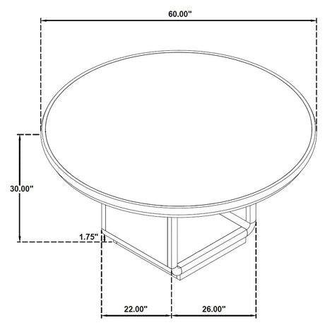 Leandro Burnished Black 60-inch Round Dining Table by Coaster at Eve Furniture