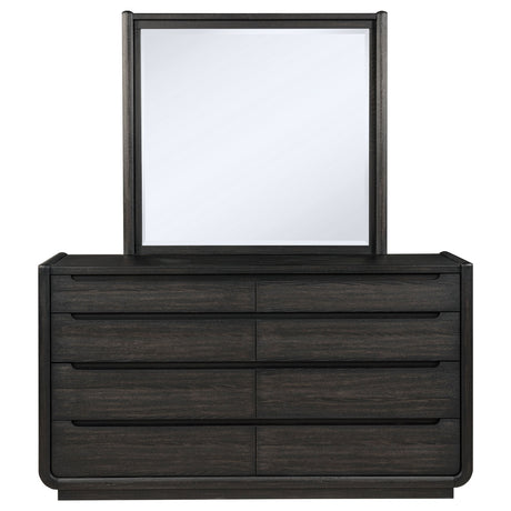 Leandro Burnished Black 8-drawer Bedroom Dresser with Mirror by Coaster at Eve Furniture