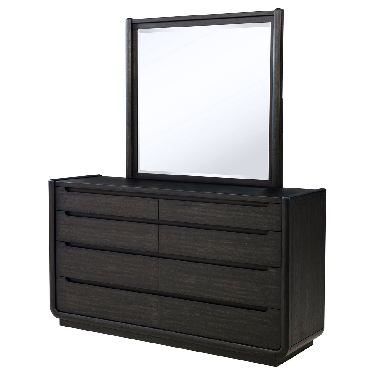 Leandro Burnished Black 8-drawer Bedroom Dresser with Mirror by Coaster at Eve Furniture