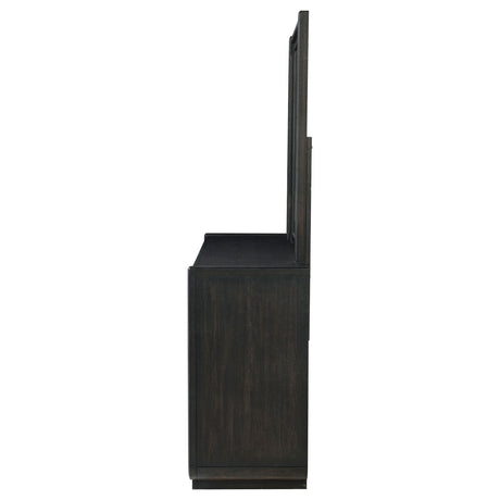 Leandro Burnished Black 8-drawer Bedroom Dresser with Mirror by Coaster at Eve Furniture