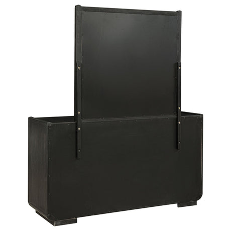 Leandro Burnished Black 8-drawer Bedroom Dresser with Mirror by Coaster at Eve Furniture