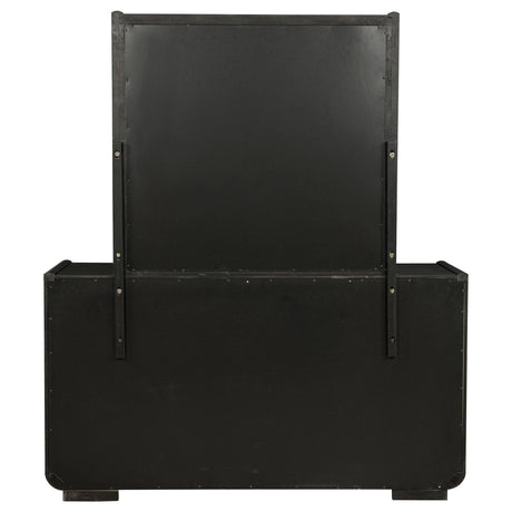 Leandro Burnished Black 8-drawer Bedroom Dresser with Mirror by Coaster at Eve Furniture
