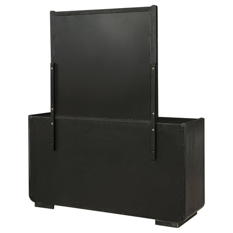 Leandro Burnished Black 8-drawer Bedroom Dresser with Mirror by Coaster at Eve Furniture