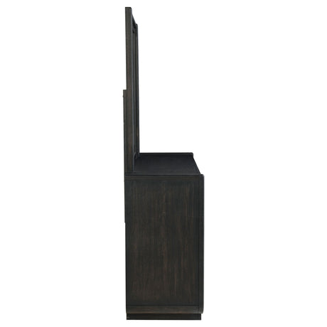 Leandro Burnished Black 8-drawer Bedroom Dresser with Mirror by Coaster at Eve Furniture