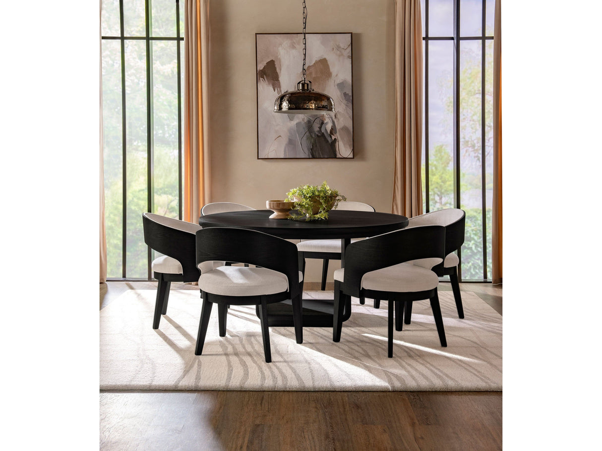 Leandro Burnished Black/Cream 7-piece Round Dining Table Set by Coaster at Eve Furniture