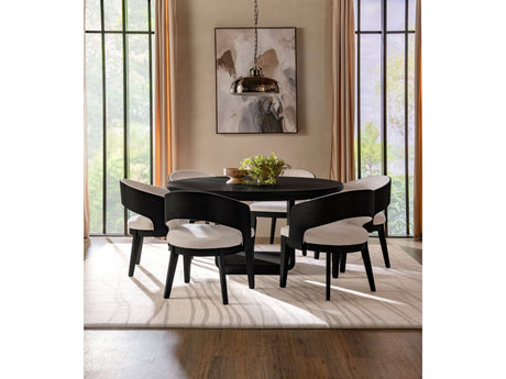 Leandro Burnished Black/Cream 7-piece Round Dining Table Set by Coaster at Eve Furniture