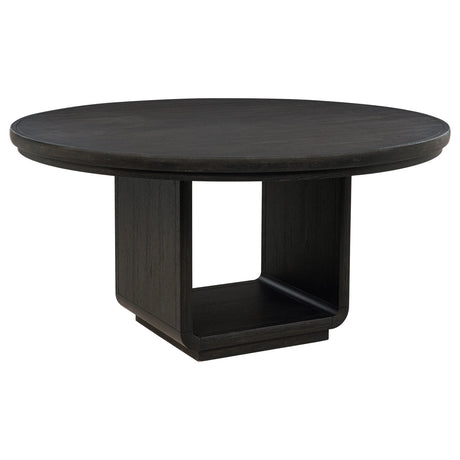 Leandro Burnished Black/Cream 7-piece Round Dining Table Set by Coaster at Eve Furniture