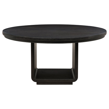 Leandro Burnished Black/Cream 7-piece Round Dining Table Set by Coaster at Eve Furniture