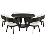 Leandro Burnished Black/Cream 7-piece Round Dining Table Set by Coaster at Eve Furniture