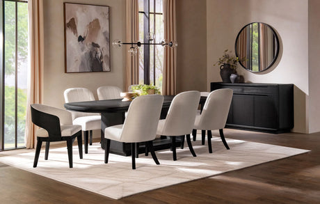 Leandro Burnished Black/Cream Upholstered Dining Arm Chair (Set of 2) by Coaster at Eve Furniture
