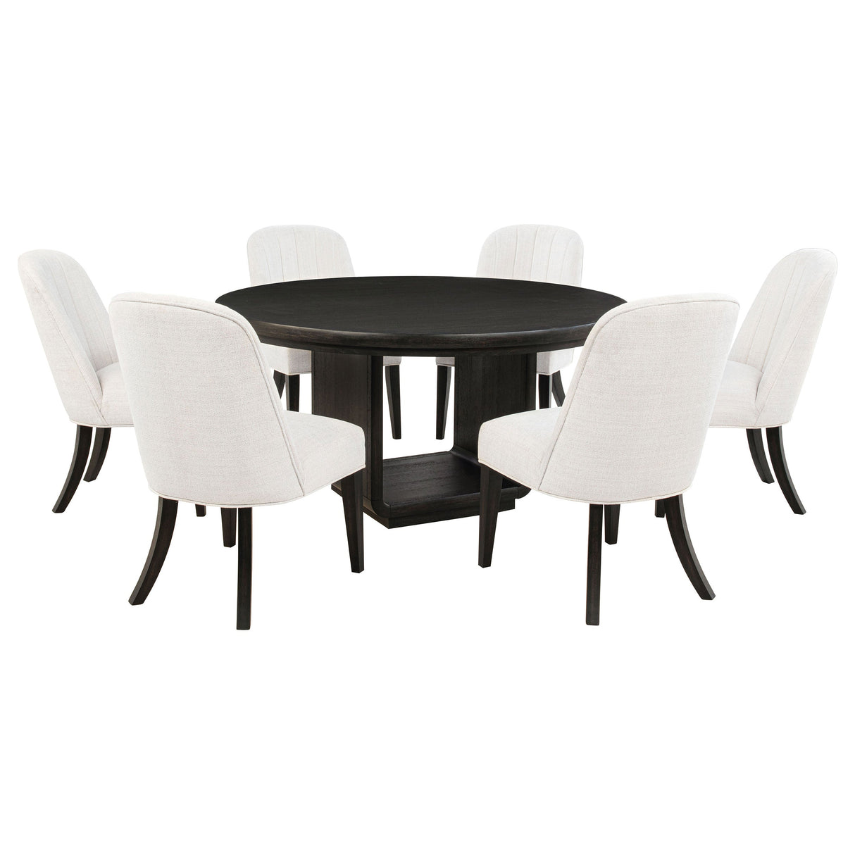Leandro Cream/Burnished Black 7-piece Round Dining Table Set by Coaster at Eve Furniture