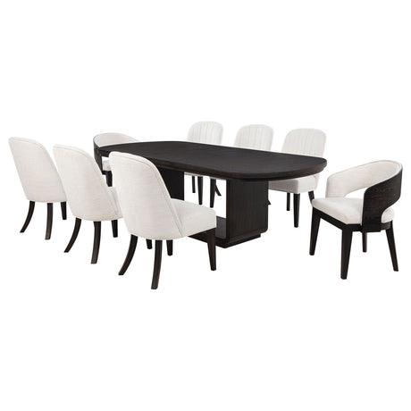 Leandro Cream/Burnished Black 9-piece Rectangular Dining Table Set by Coaster at Eve Furniture