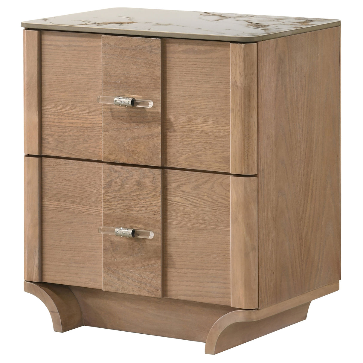 Leanne Light Oak 2-drawer Sinter Stone Top Nightstand by Coaster at Eve Furniture