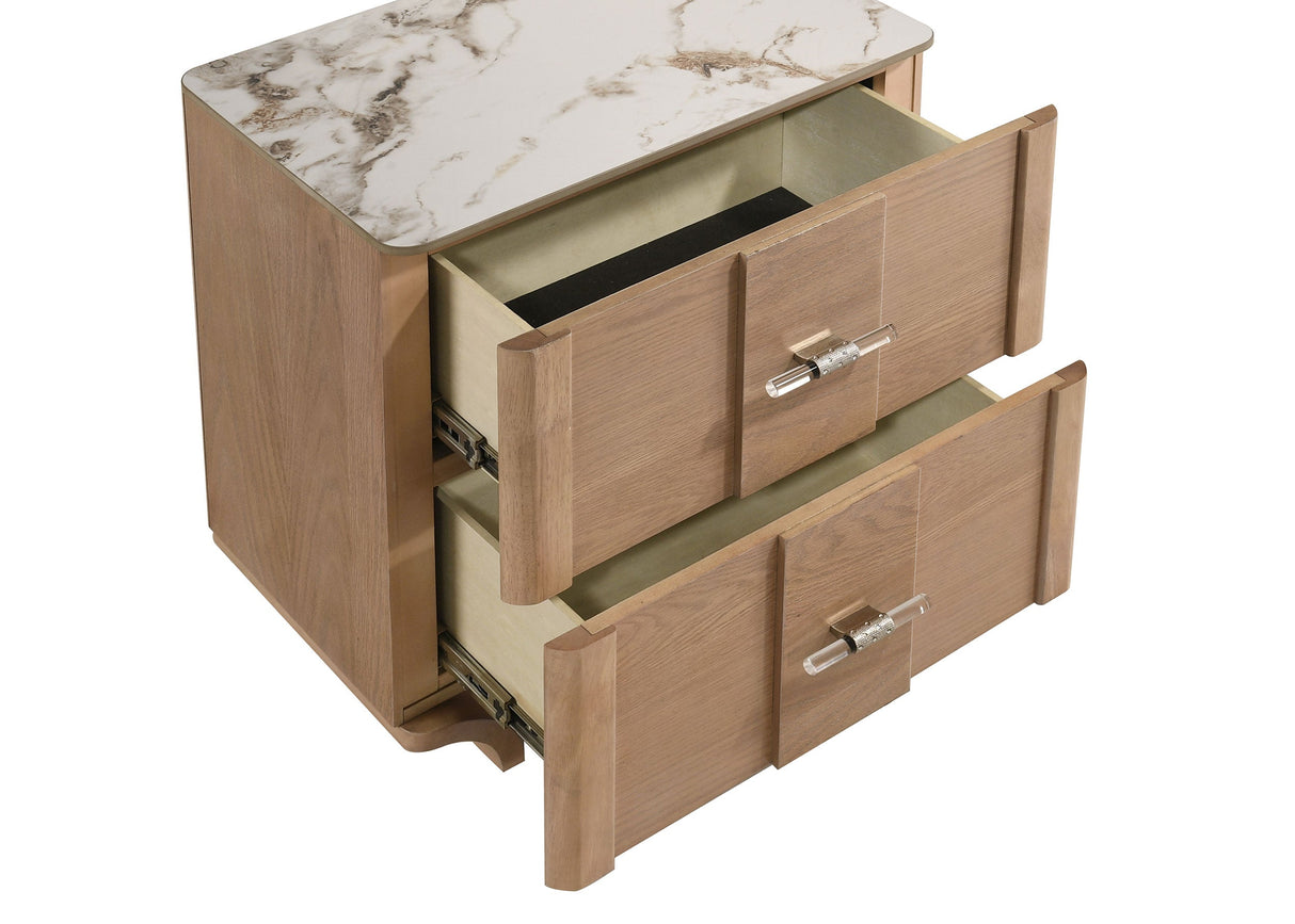 Leanne Light Oak 2-drawer Sinter Stone Top Nightstand by Coaster at Eve Furniture