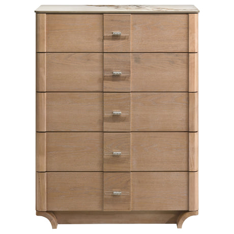 Leanne Light Oak 5-drawer Sinter Stone Top Chest of Drawers by Coaster at Eve Furniture