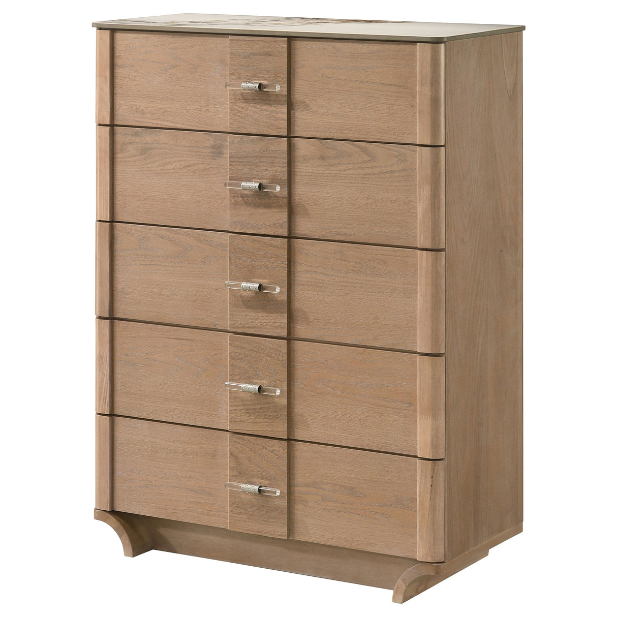 Leanne Light Oak 5-drawer Sinter Stone Top Chest of Drawers by Coaster at Eve Furniture