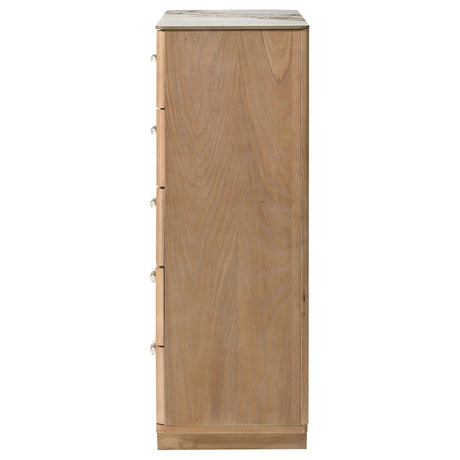 Leanne Light Oak 5-drawer Sinter Stone Top Chest of Drawers by Coaster at Eve Furniture