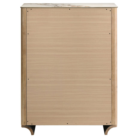Leanne Light Oak 5-drawer Sinter Stone Top Chest of Drawers by Coaster at Eve Furniture